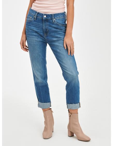 Džínsy univerzálne slim boyfriend mid rise