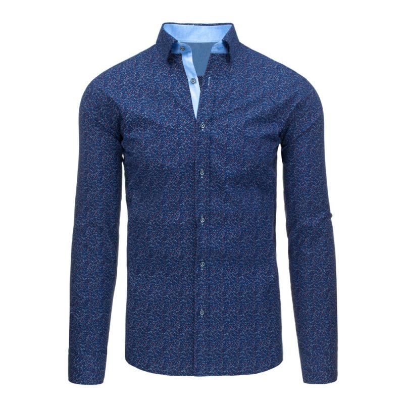 Pánská stylová košile modrá s dlouhým rukávemslim fit