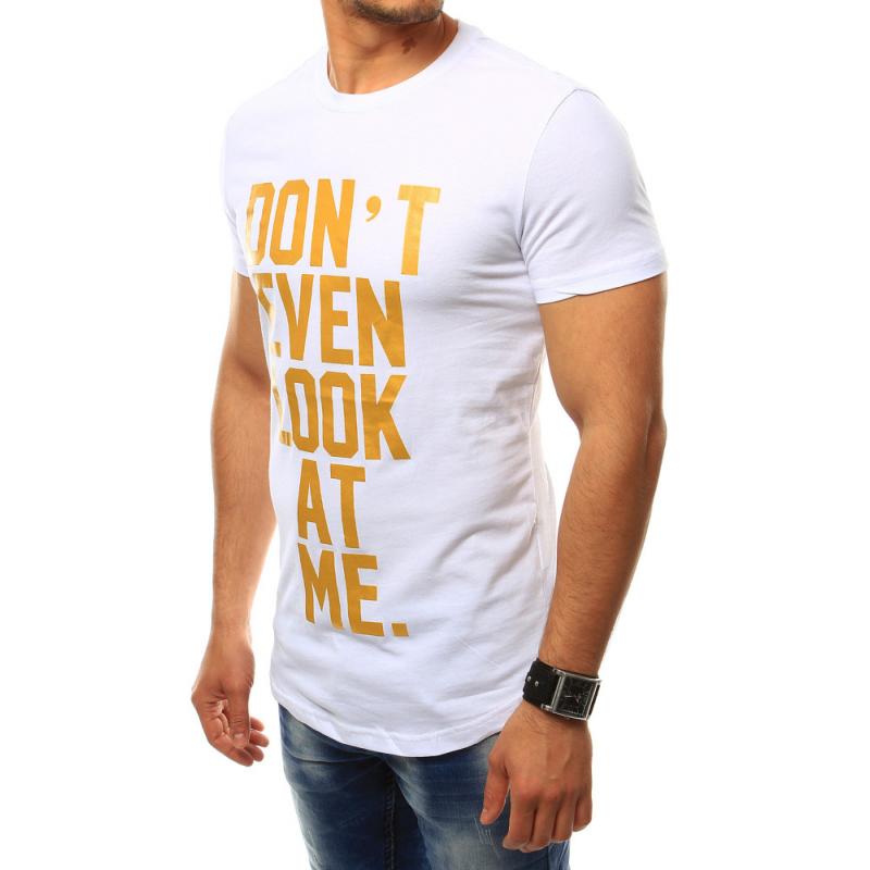 Pánské tričko s ze zlatým nápisem bílé